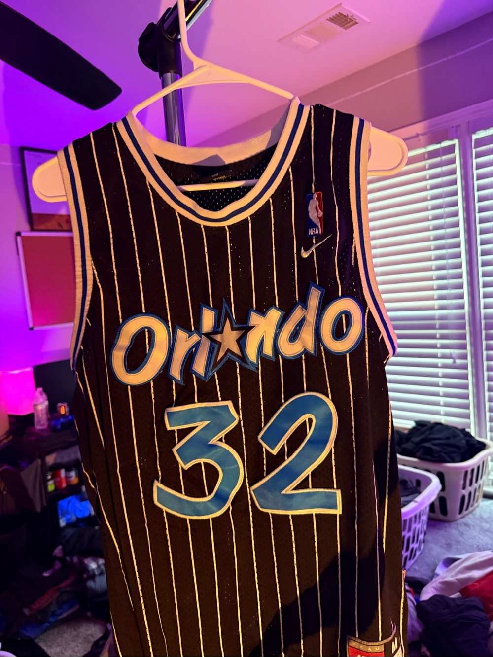 Orlando Magic #32 Black Pinstripe Jersey